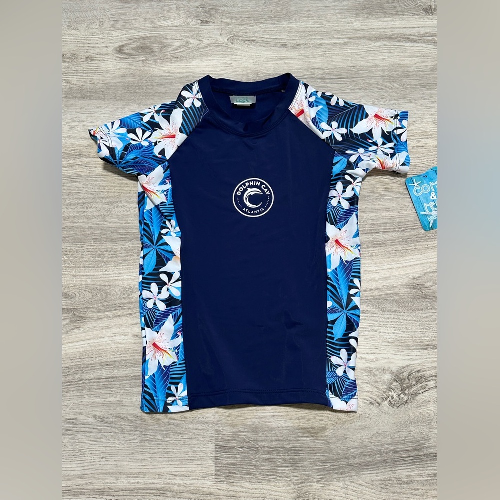Coral & Reef Boys Floral Rashguard Swim Shirt | UPF 50+ | Size 8 | NWT
